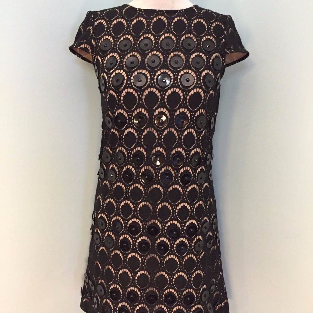 Catherine Malandrino XS 2 Black Shift Dress cap sl